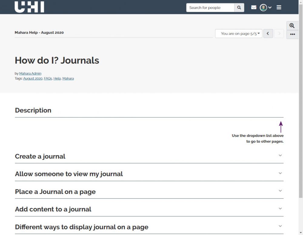 How do I? Journals page